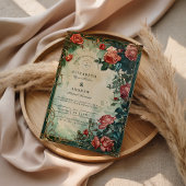 Vintage Rose Frame Botanical Wedding 招待状
