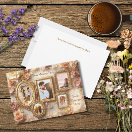 Vintage Rose Frames with Soft Gold Floral Glow シーズンカード