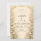 Vintage Rose Garden Arch Wedding 招待状 (正面)