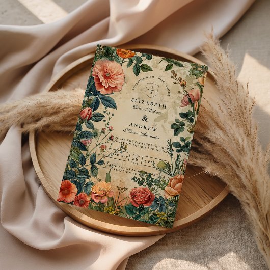 Vintage Rose Garden Wedding 招待状