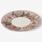 Vintage Rose & Greenery Wedding Paper Plate  ペーパープレート (アングル)