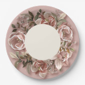Vintage Rose & Greenery Wedding Paper Plate  ペーパープレート (正面)
