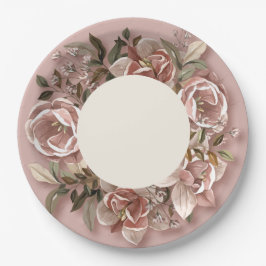 Vintage Rose & Greenery Wedding Paper Plate  ペーパープレート