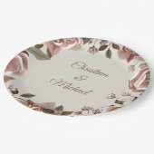 Vintage Rose & Greenery Wedding Paper Plate  ペーパープレート (アングル)