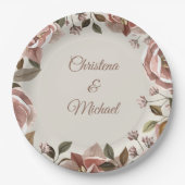 Vintage Rose & Greenery Wedding Paper Plate  ペーパープレート (正面)