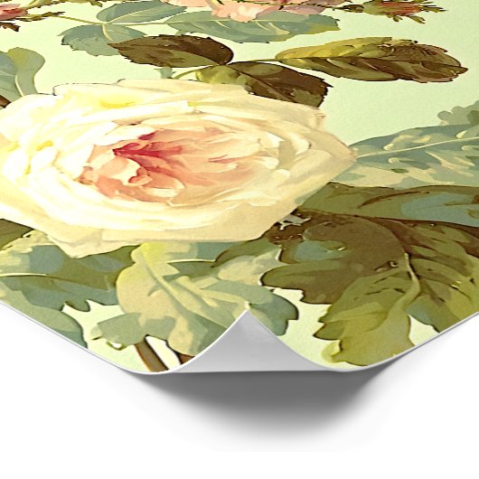  Vintage Rose Pattern Poster ポスター (角)