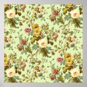 Vintage Rose Pattern Poster ポスター