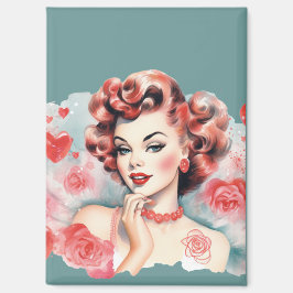 Vintage Rose Pin-Up Magnet – Ruby Rose | Romantic  マグネット