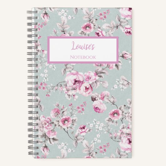 Vintage Rose Pink Personalized Journal Notebook ノートブック (正面)