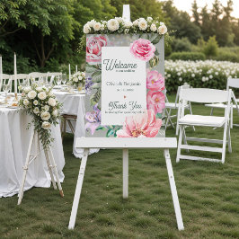 Vintage Rose Romantic Botanical Wedding Welcome ポスター