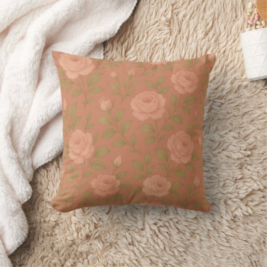 Vintage Rose Throw Pillow クッション (ブランケット)