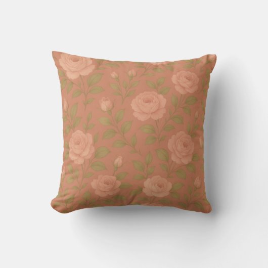 Vintage Rose Throw Pillow クッション (正面)