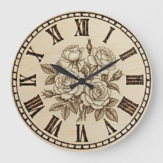 Vintage Rose Wall Clock  ラージ壁時計 (正面)