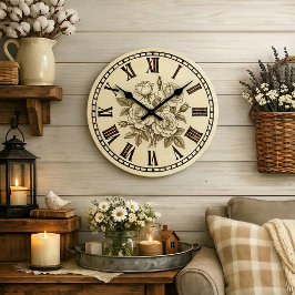 Vintage Rose Wall Clock  ラージ壁時計