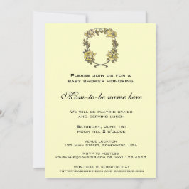 Vintage Rose Wreath, Spring or Summer Baby Shower 招待状