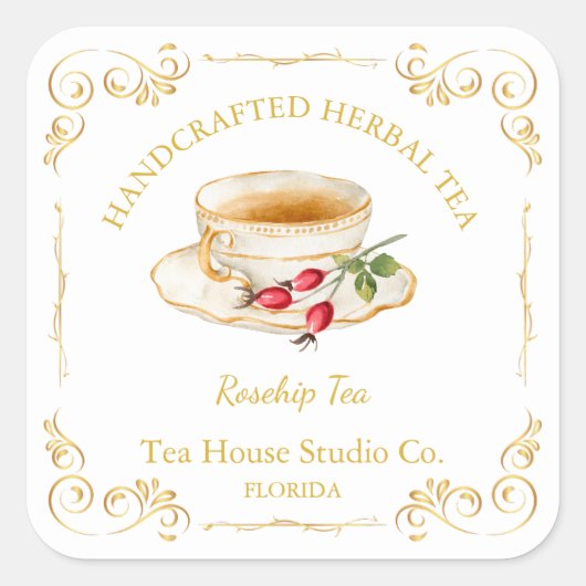 Vintage Rosehip Tea Square Label スクエアシール (正面)