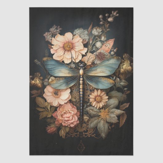 Vintage Roses and Dragonfly Decoupage 薄葉紙 (正面)