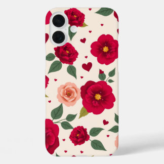 Vintage Roses and Hearts iPhone Case 16 Plusケース