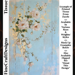 Vintage Roses, Distressed Blue Wood DY5L Decoupage 薄葉紙