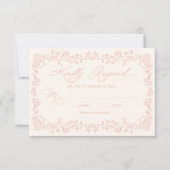 Vintage Roses Floral Frame Wedding  RSVP Card (正面)
