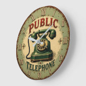 Vintage Rotary Telephone Retro ラージ壁時計 (傾斜)