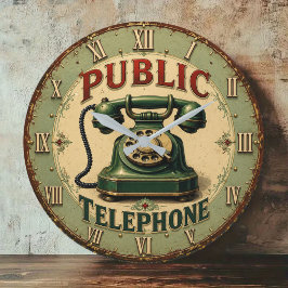 Vintage Rotary Telephone Retro ラージ壁時計