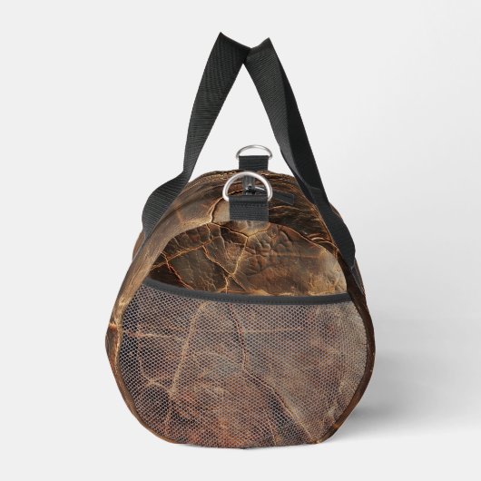Vintage Rough Leather Texture  ダッフルバッグ (右)