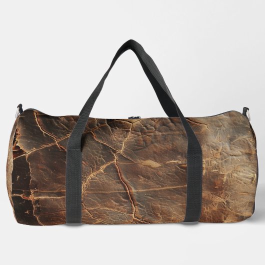 Vintage Rough Leather Texture  ダッフルバッグ (正面)