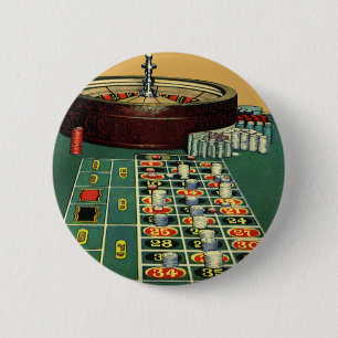 Vintage Roulette Table Casino Game, Gambling Chips 缶バッジ