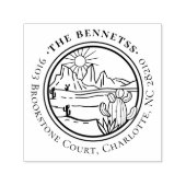 Vintage Round Desert Cactus Address セルフインキングスタンプ (デザイン)