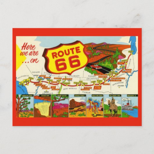Vintage Route 66 ポストカード (正面)