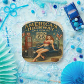 Vintage Route 66 American Highway ペーパープレート (パーティー)