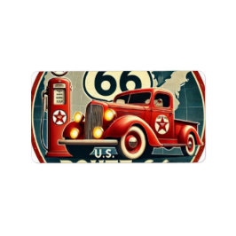 Vintage Route 66 Metal Tin Sign, classic retro car ラベル