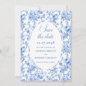 Vintage Royal Blue Roses Save the Date Wedding  招待状 (正面)