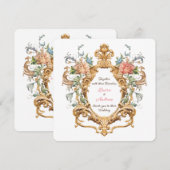 Vintage Royal Elegant Rococo Crest Spring Wedding 招待状 (正面/裏面)