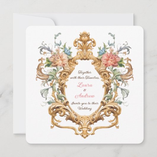 Vintage Royal Elegant Rococo Crest Spring Wedding 招待状 (正面)