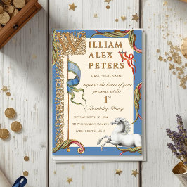 Vintage Royal Medieval 1st Birthday Invitation 招待状