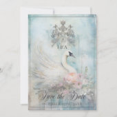 Vintage Royal Swan Princess Fairytale Wedding  セーブザデート (正面)