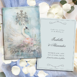 Vintage Royal Swan Princess Fairytale Wedding  セーブザデート