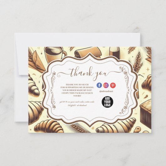 Vintage Rustic Bakery サンキューカード (正面)