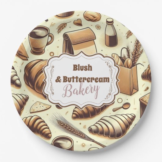 Vintage Rustic Bakery ペーパープレート (正面)