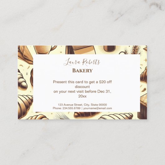 Vintage Rustic Bakery 割引カード (裏面)