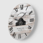 Vintage Rustic Barn Shiplap Family Name ラージ壁時計 (傾斜)