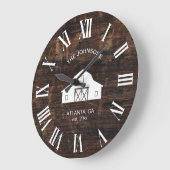 Vintage Rustic Barn Shiplap Family Name ラージ壁時計 (傾斜)
