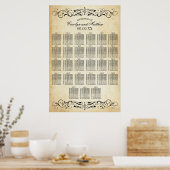 Vintage Rustic Black Flourish Parchment Wedding ポスター (キッチン)