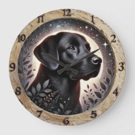   Vintage Rustic  Black Labrador  ラージ壁時計