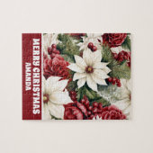 Vintage Rustic Christmas Flowers Leaves Kids ジグソーパズル (横)