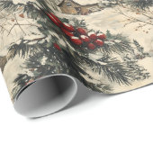 Vintage Rustic Christmas Holiday ラッピングペーパー (ロールコーナー)