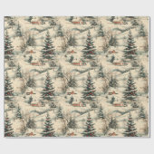Vintage Rustic Christmas Holiday ラッピングペーパー (フラット)