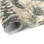 Vintage Rustic Christmas Holiday ラッピングペーパー (ロールコーナー)